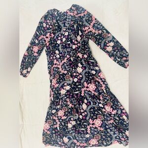 LOFT Navy and Pink Floral Dress